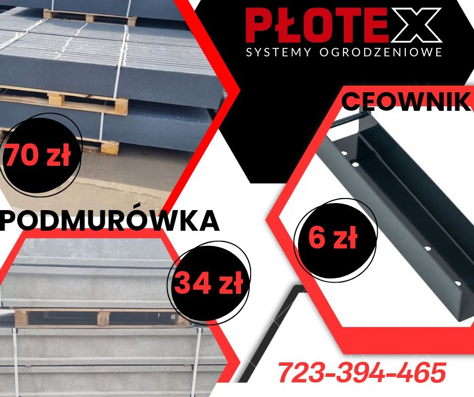 Podmurówka betonowa pod ceownik 25cm x250 cm / Łącznik metalowy