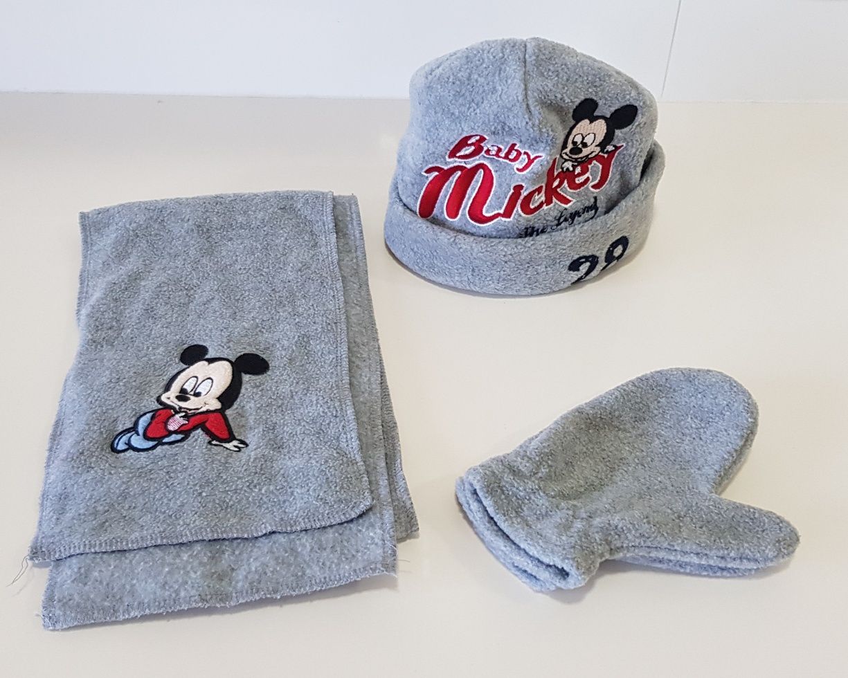 Conjunto Mickey gorro, luvas e cachecol