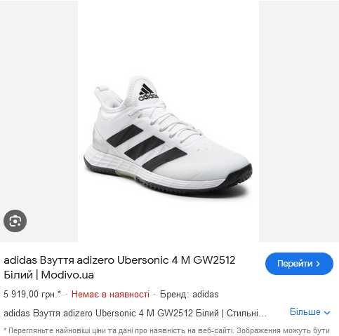 GW2512 нові adidas adizero Ubersonic 4 тенісні кросівки