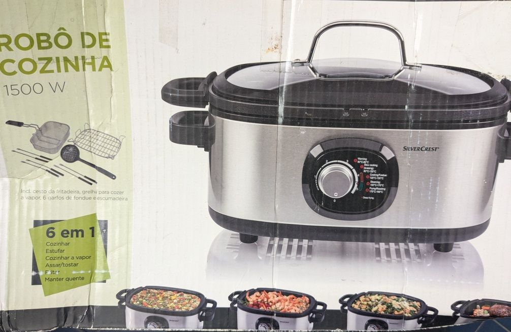 SILVERCREST Robô de cozinha 6 em 1, Panela Multifunções 1500W, NOVO