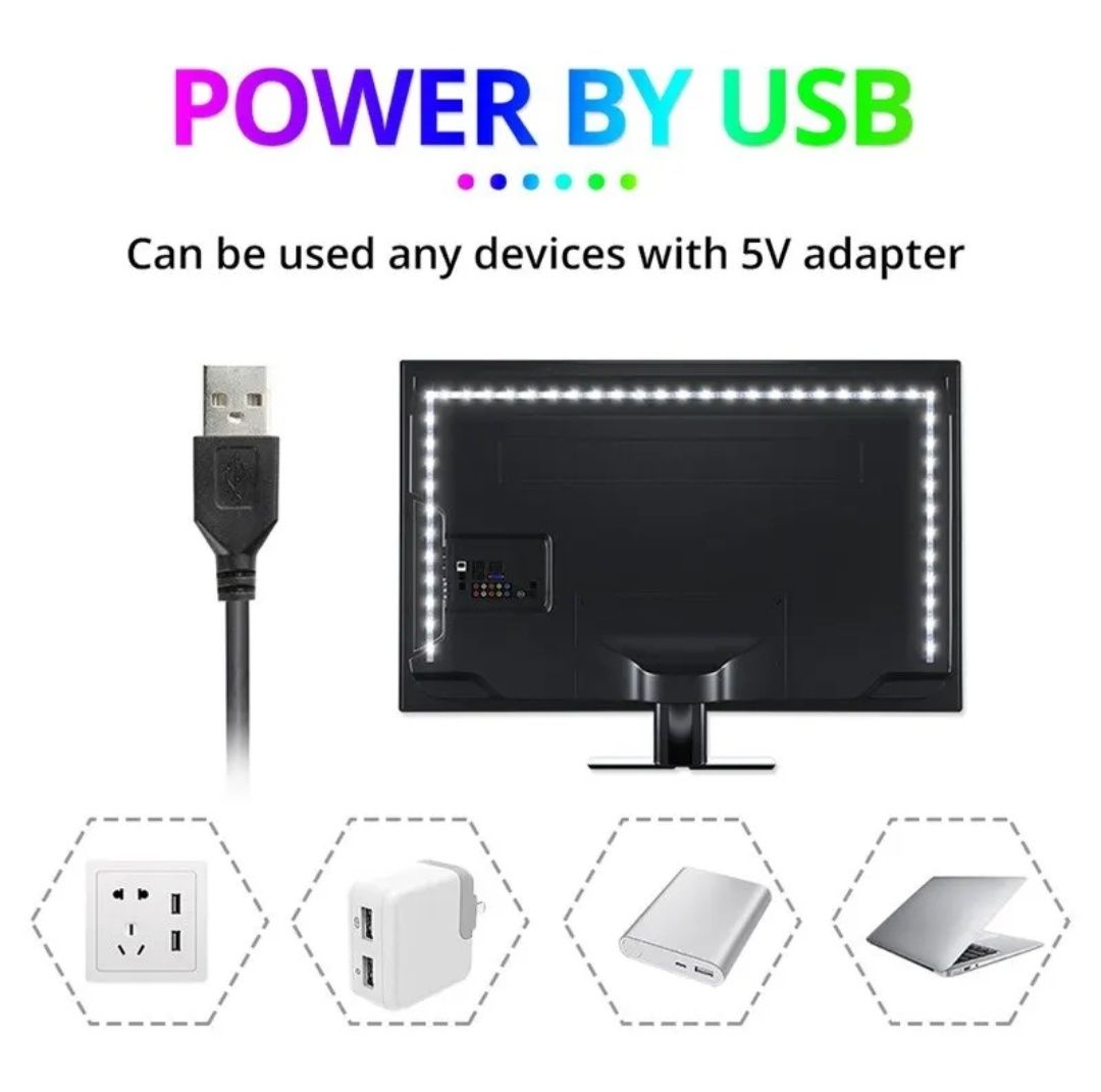 USB Led 3М подсветка с пультом для телевизора монитора 5V Smart TV