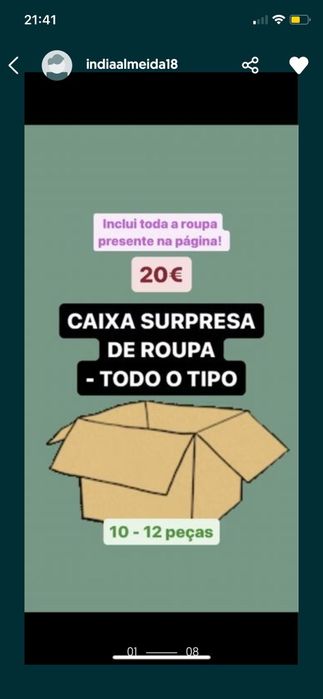 Caixa de 10-12 peças de roupa