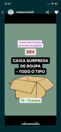 Caixa de 10-12 peças de roupa