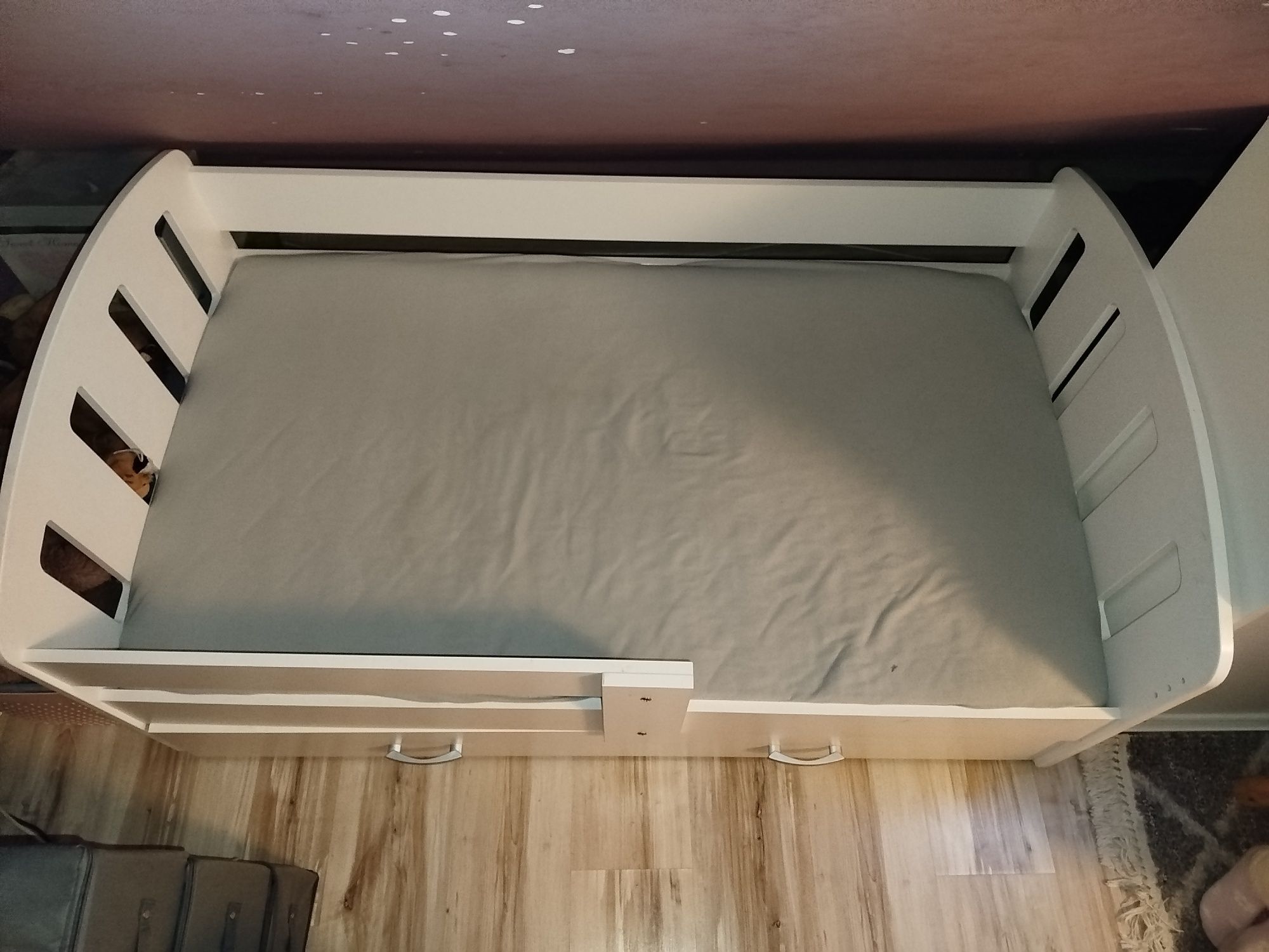 Łóżko dziecięce białe 140 x 80 + szuflada