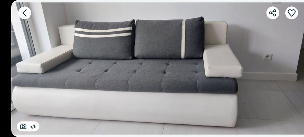 Sofa z funkcją spania i komorami  na pościel