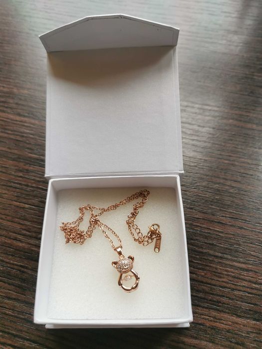 Naszyjnik stal szlachetna Miś z cyrkonią FUGTGN668