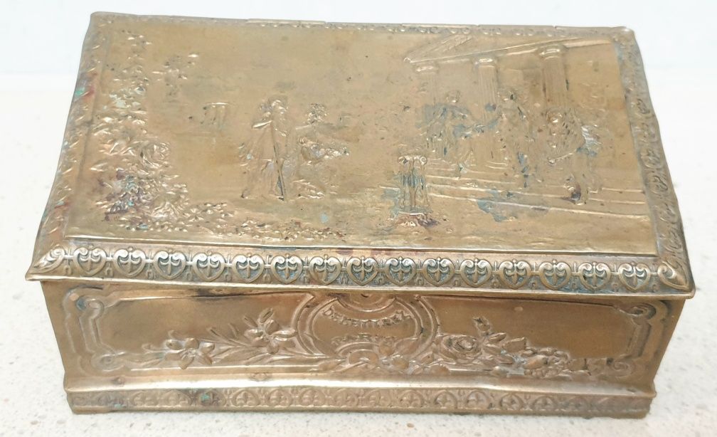 Antiga caixa de frasco de perfume francesa dourada Delettrez Paris