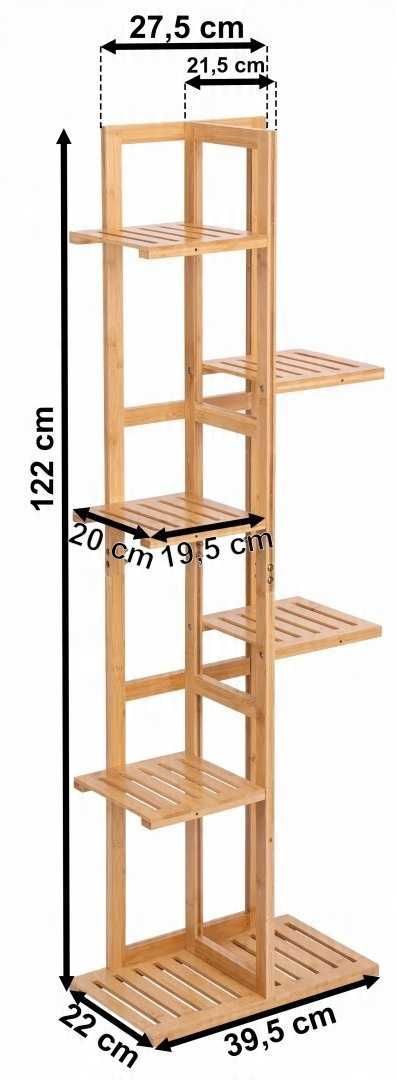 Kwietnik stojący, drewniany, stojak na kwiaty 7-poziomowy