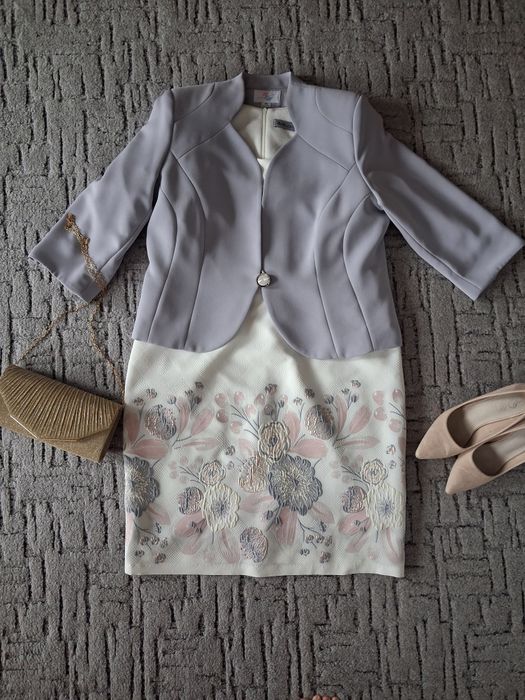 Elegancka Sukienka koktajlowa + BOLERKO rozm. 48 stan Bardzo Dobry