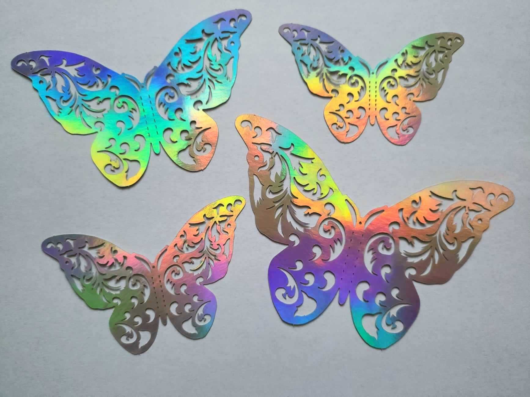 Orientalne Naklejki na ścianę 3D Motyle Ażurowe Mieniące 12 szt