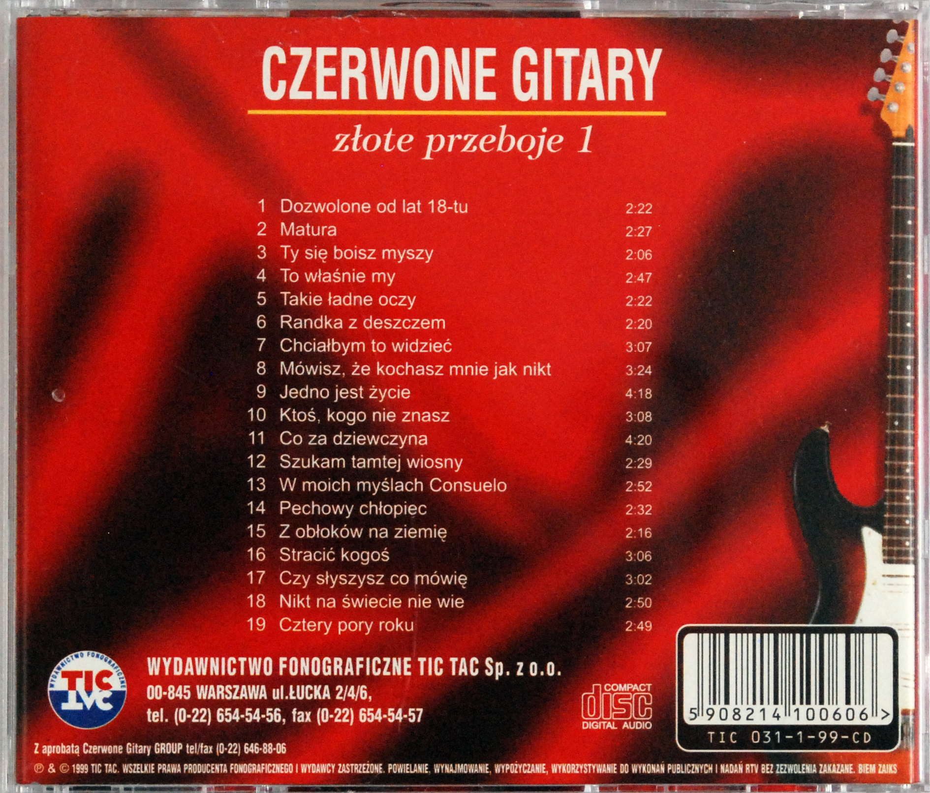 (CD) Czerwone Gitary - Złote Przeboje 1  - 1999r. s.BDB