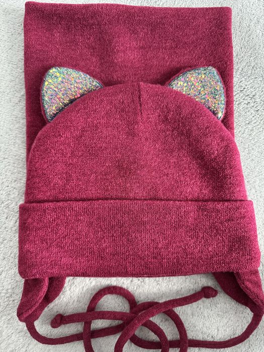 Шапка та снуд тепла ангора малинова 2-5 років