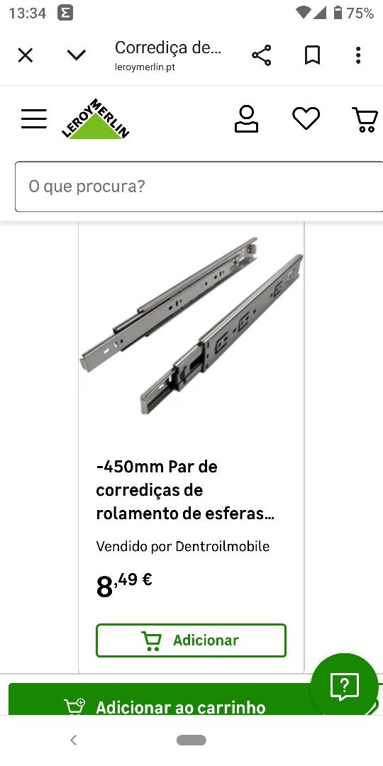 Calhas para gavetas rolamentos esferas OPORTUNIDADE profissionais