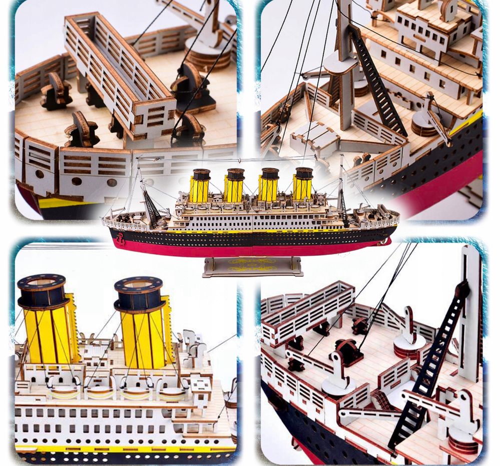 Puzzle Statek Titanic 3D Drewniany Model Ogromny 88 cm PREZENT 371 el