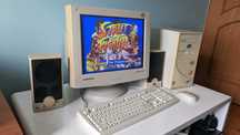 Retro komputer - jednostka+monitor CRT+klawiatura+mysz+głośniki
