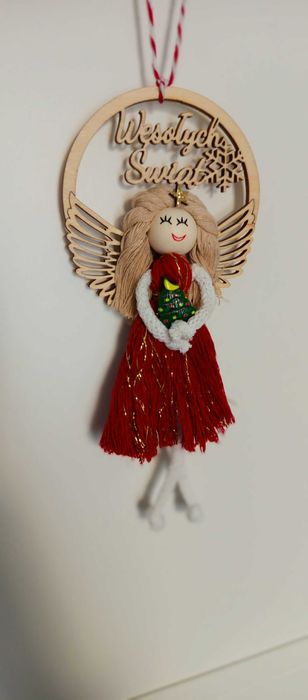 Anioł Makrama Zawieszka na choinkę Ozdoba