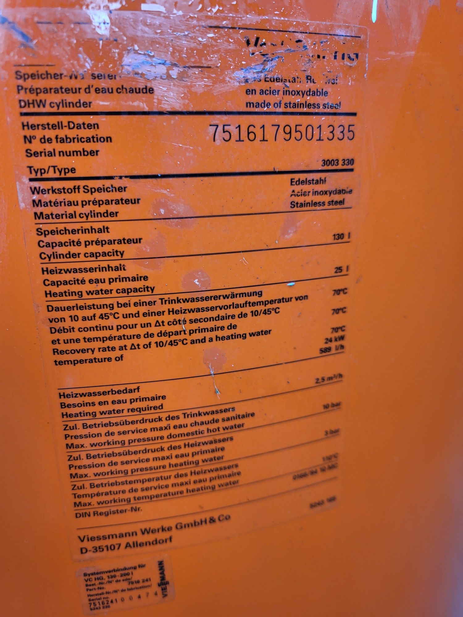 Zbiornik na wodę Viessmann stal nierdzewna 130l baniak Wysyłka