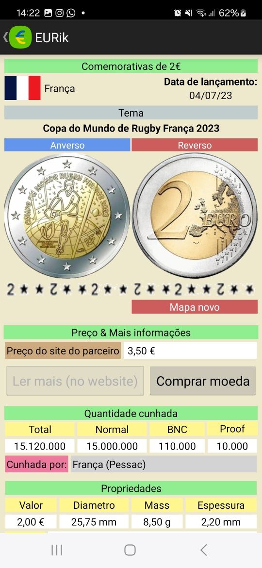 Moedas 2 euros comemorativas 2023