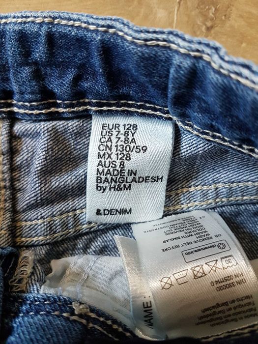 H&M szara jeansowa bawełniana spódniczka mini r. 128 regulacja w pasie
