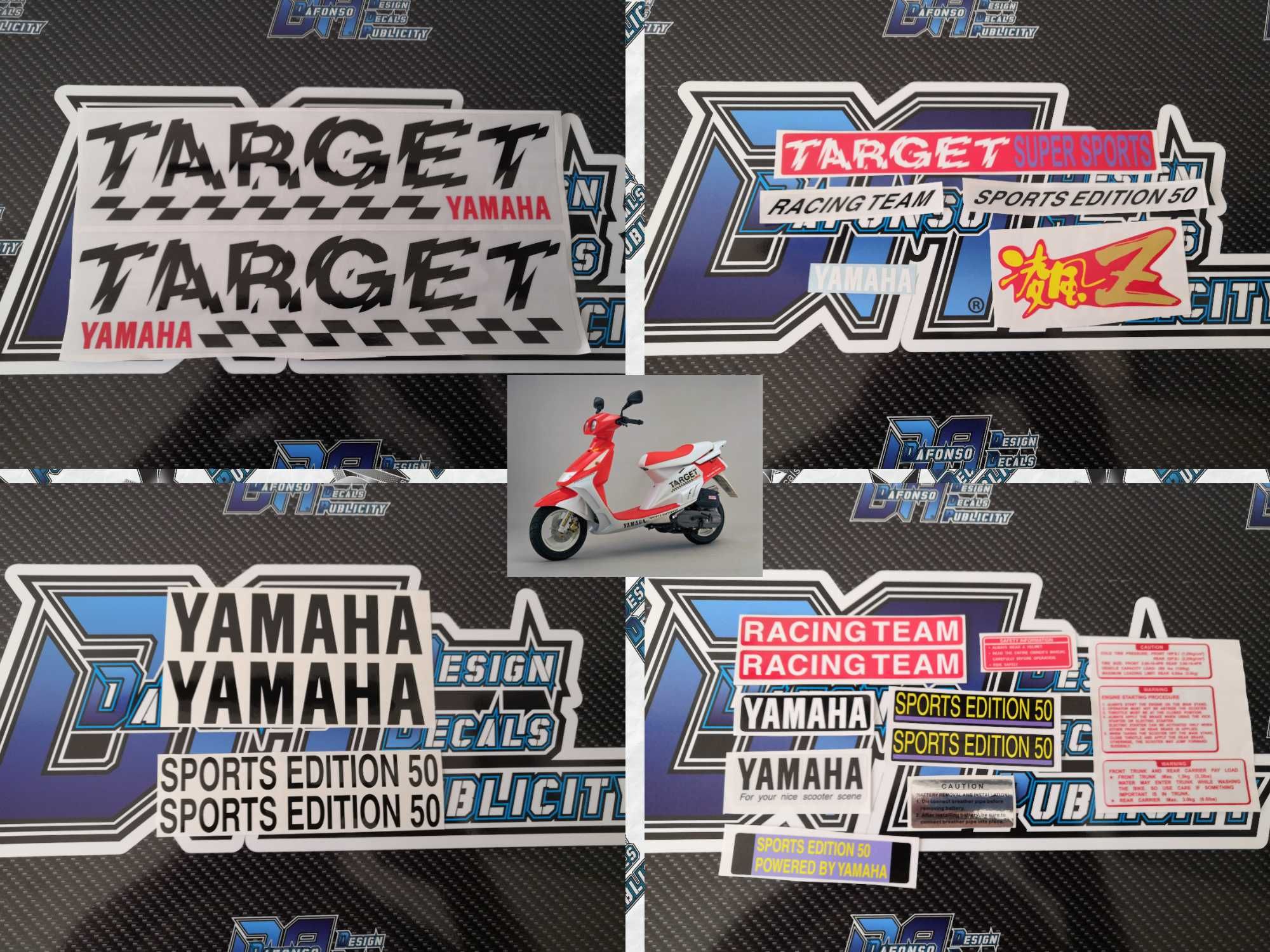 Conjunto de autocolantes para Yamaha Target, versão preta ou branca