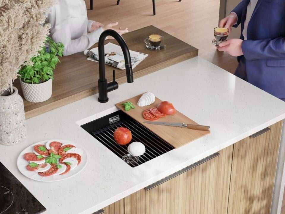 Zlewozmywak podwieszany (podblatowy) granitowy Praga 50 Level + GRATIS
