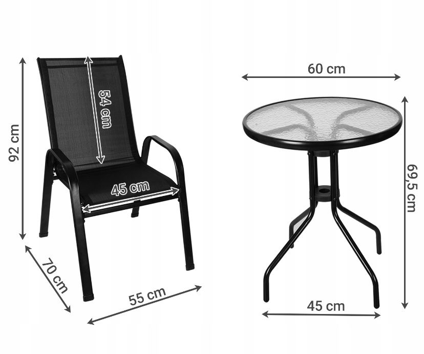 Zestaw mebli ogrodowych meble ogrodowe 2 krzesła stolik ogrodowy