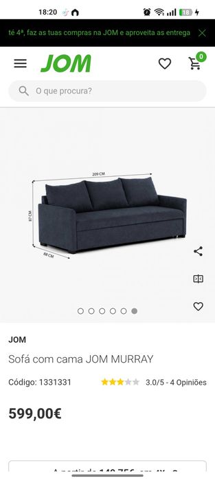 Sofá cama azul como novo