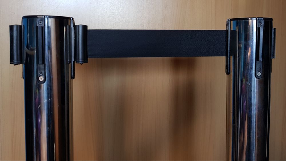 Słupki odgrodzeniowe z taśmą regulacja ogrodzenie taśmowe, chrom, płot