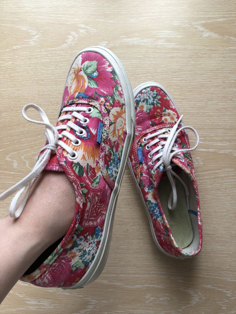 Vans Authentic vansy różowe kolorowe w kwiaty na cienkiej podeszwie