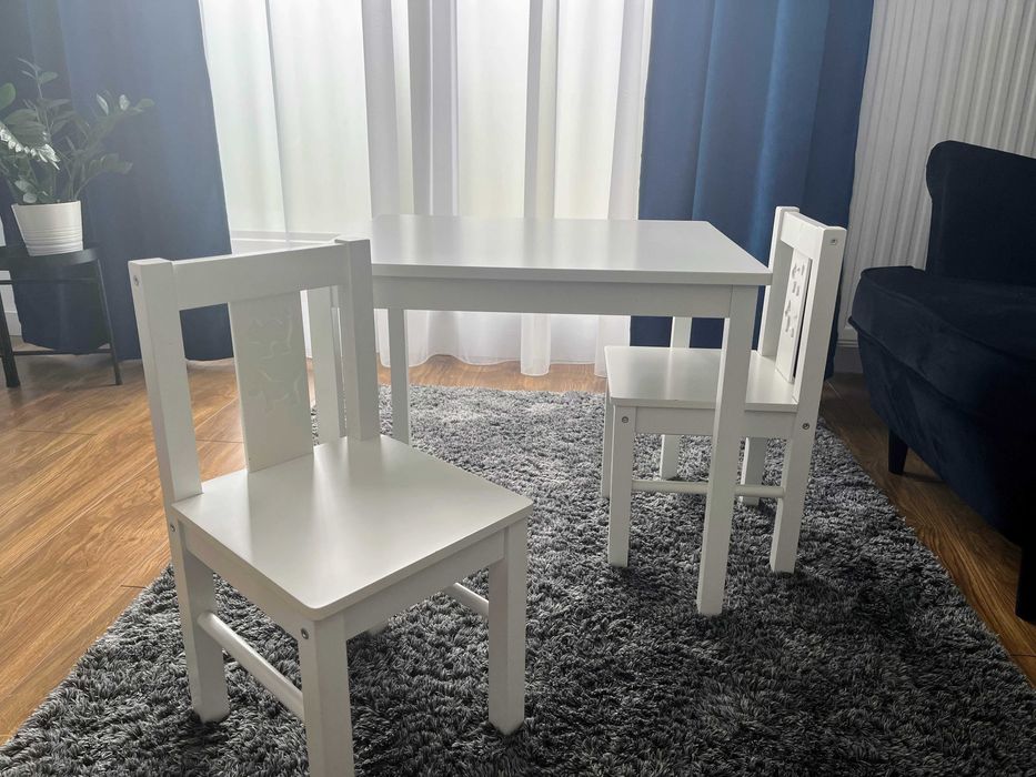 Stolik i krzesełka IKEA KRITTER, dziecięce, białe