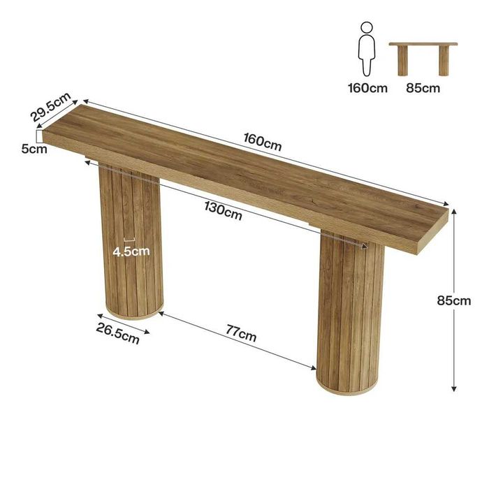 Tribesigns 160 cm nowa  drewniana konsola, stolik kolor dąb