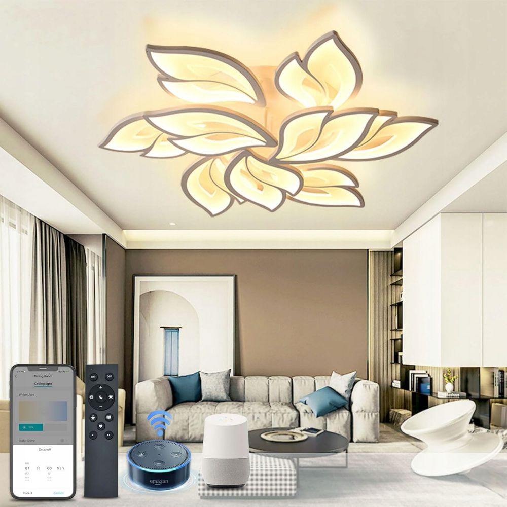 Inteligentna lampa sufitowa LED ściemniana 9 głowic, sterowanie apli