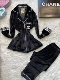 PREMIUM LUXE CHANEL| Женская пижама Chanel| S-XL|черный| качество-LUX