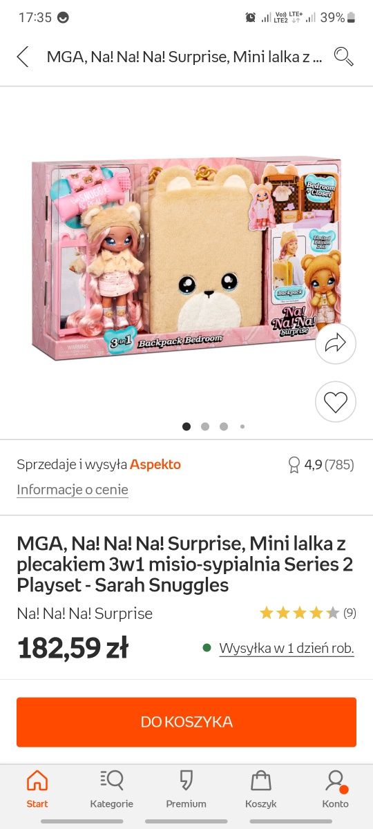 Laleczka Mega NaNa Na 3w1 plecak