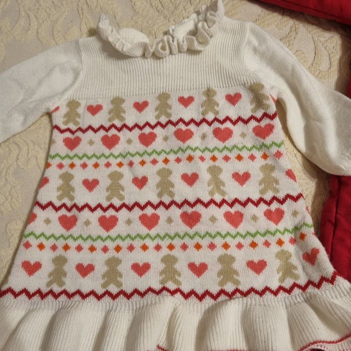 Zestaw świąteczny Czerwony zimowy kombinezon i sukienki H&M 68 cm