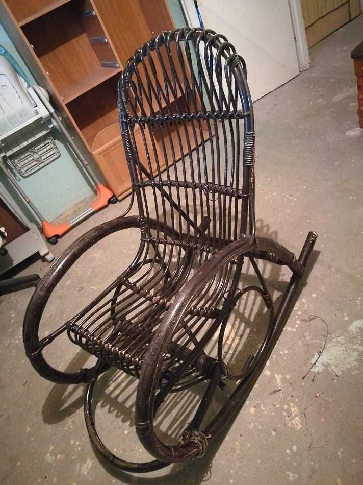 piękny fotel bujany WIKLINOWY bambusowy vintage ZABYTEK okazja SPRAWDŹ