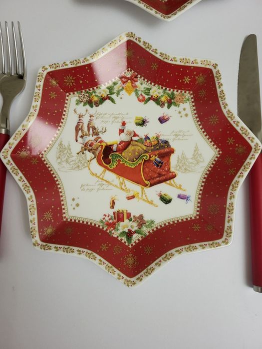 Новогодняя посуда рождество тарелки новорічний посуд