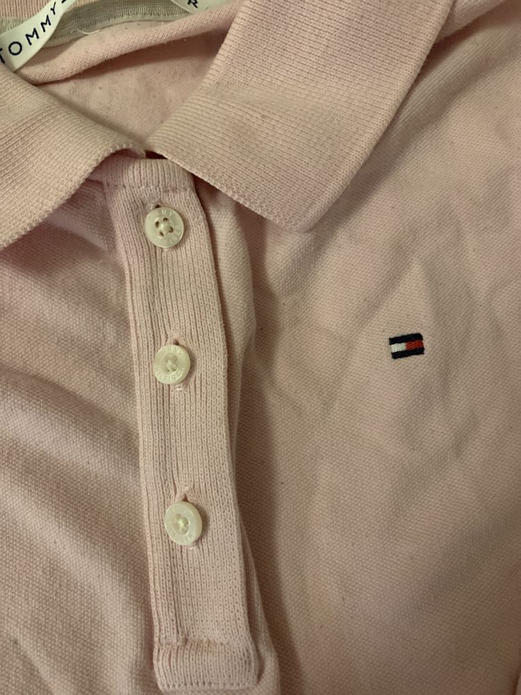 Nowa unikalna bluzka polo jasno-różowa Tommy Hilfiger rękawy 3/4