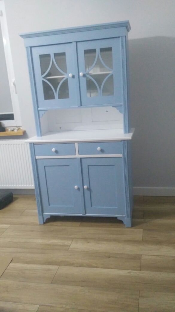 Stary odnowiony wiejski kredens vintage PRL