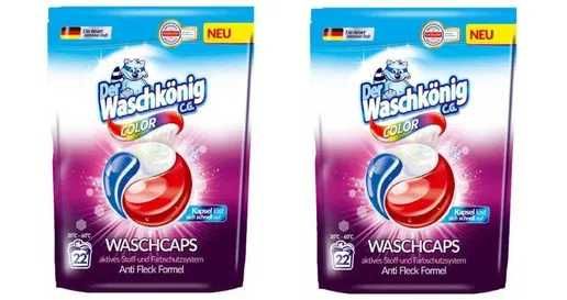 Zestaw 2 X Der Waschkonig kapsułki do prania kolor 22 szt z Niemiec.