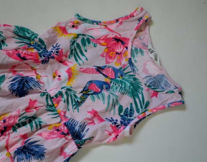 T9 H&M Sukienka Motyle 4-6lat 122-128cm Papugi NOWA
