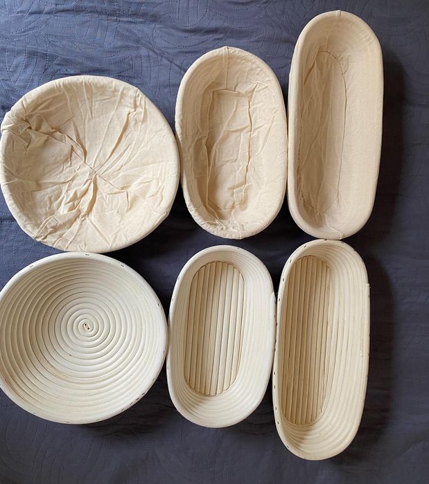 Koszyk rattanowy podłużny do rozrostu chleba z pokrowcem