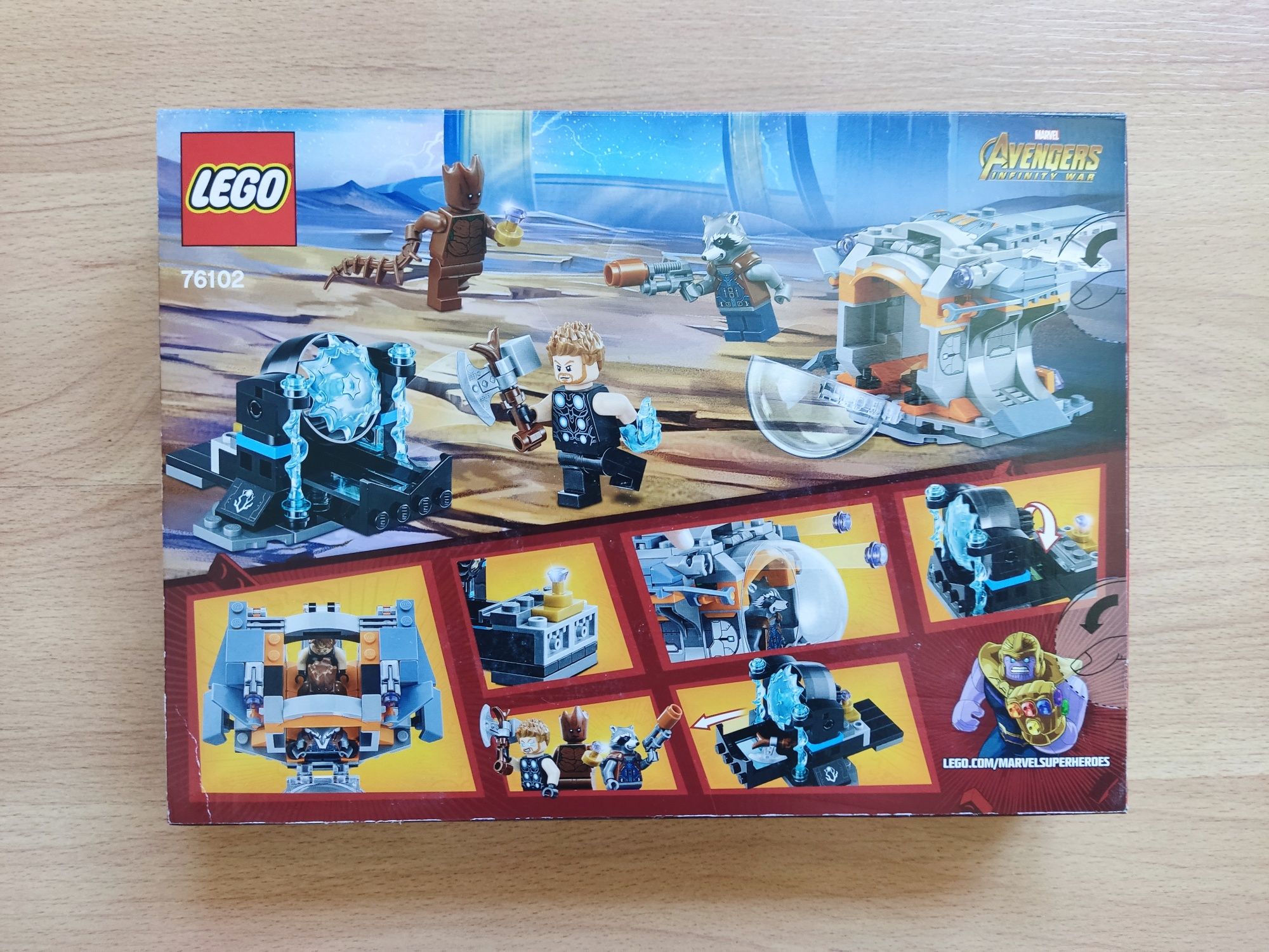 Nowe LEGO 76102 Marvel Avengers poszukiwanie broni Thora, zaplombowane