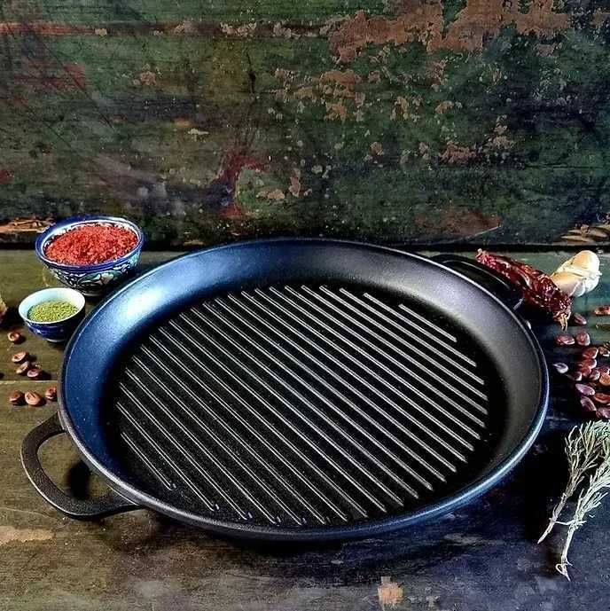 Казан чавунний узбецький об`ємом 12 л WOK із кришкою-сковородою гриль