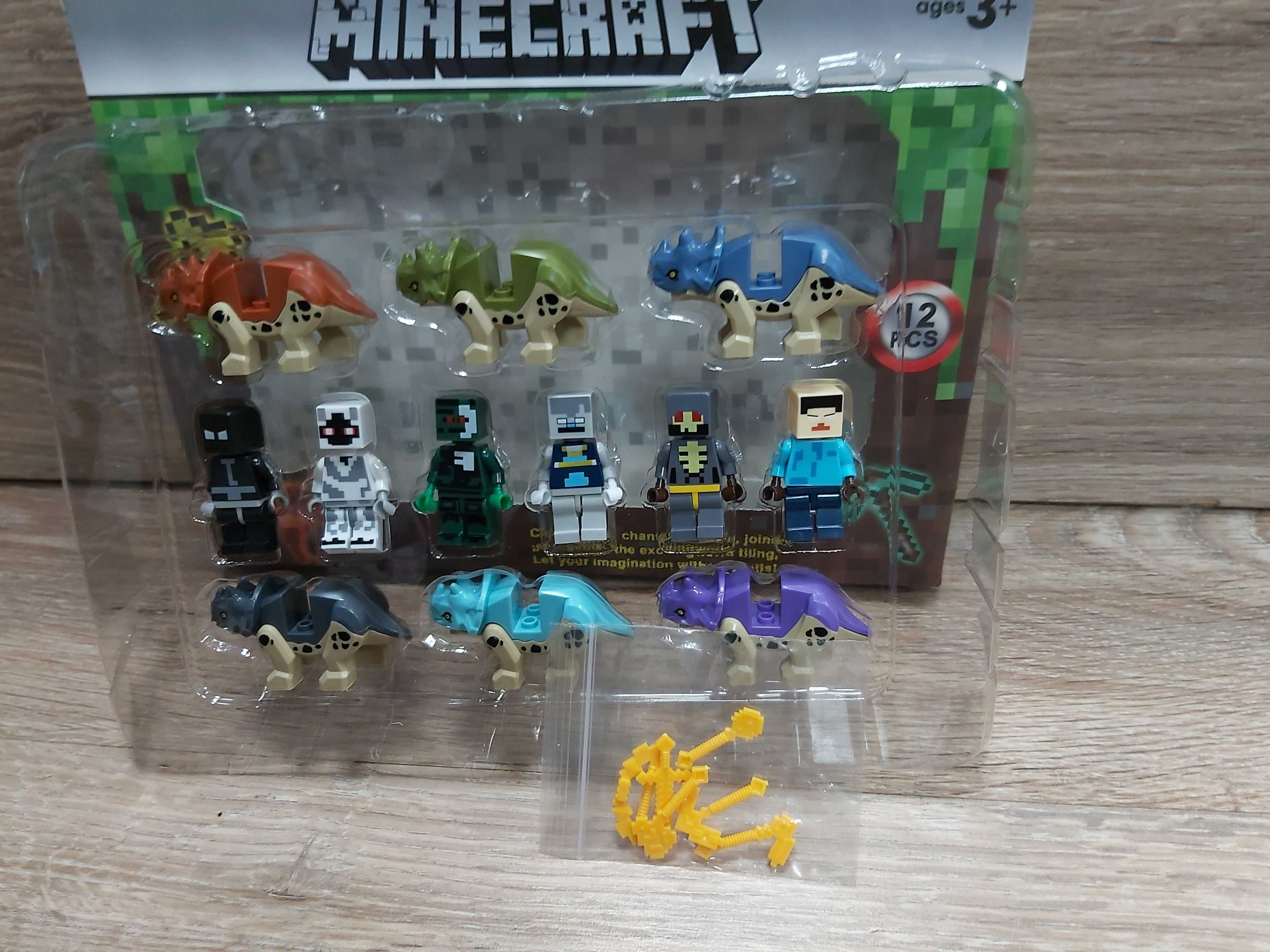 Nowy zestaw Minecraft figurki ,ludziki ,dinozaury ,12 sztuk