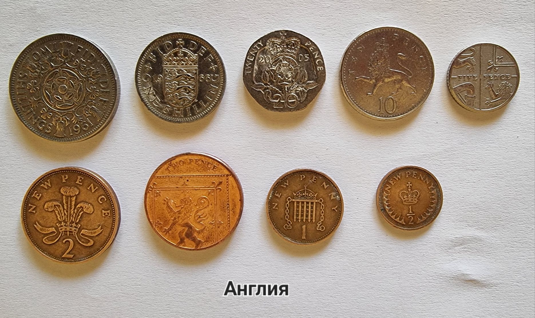 Монеты Мексики и Англии. Монеты разных лет.