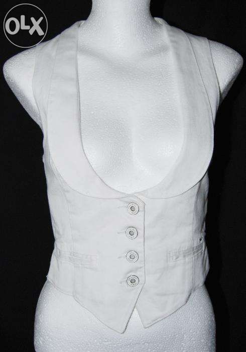 ARMANI JEANS biała kamizelka 34/36 logowana NOWA