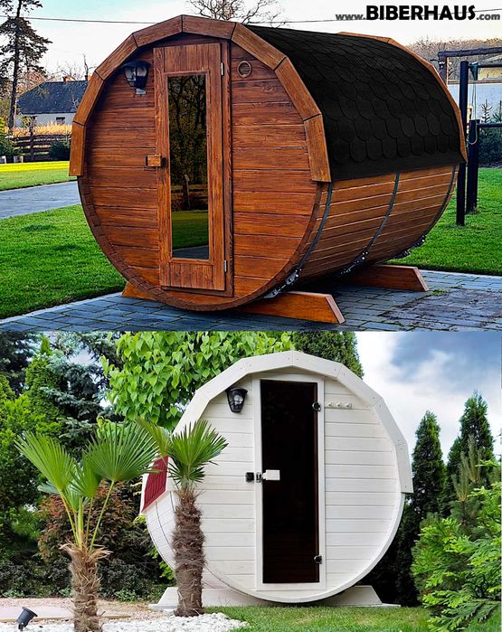 SAUNA Ogrodowa 200 cm MINI DWUpoziomowa +GRATIS Beczka 500L +Akcesoria