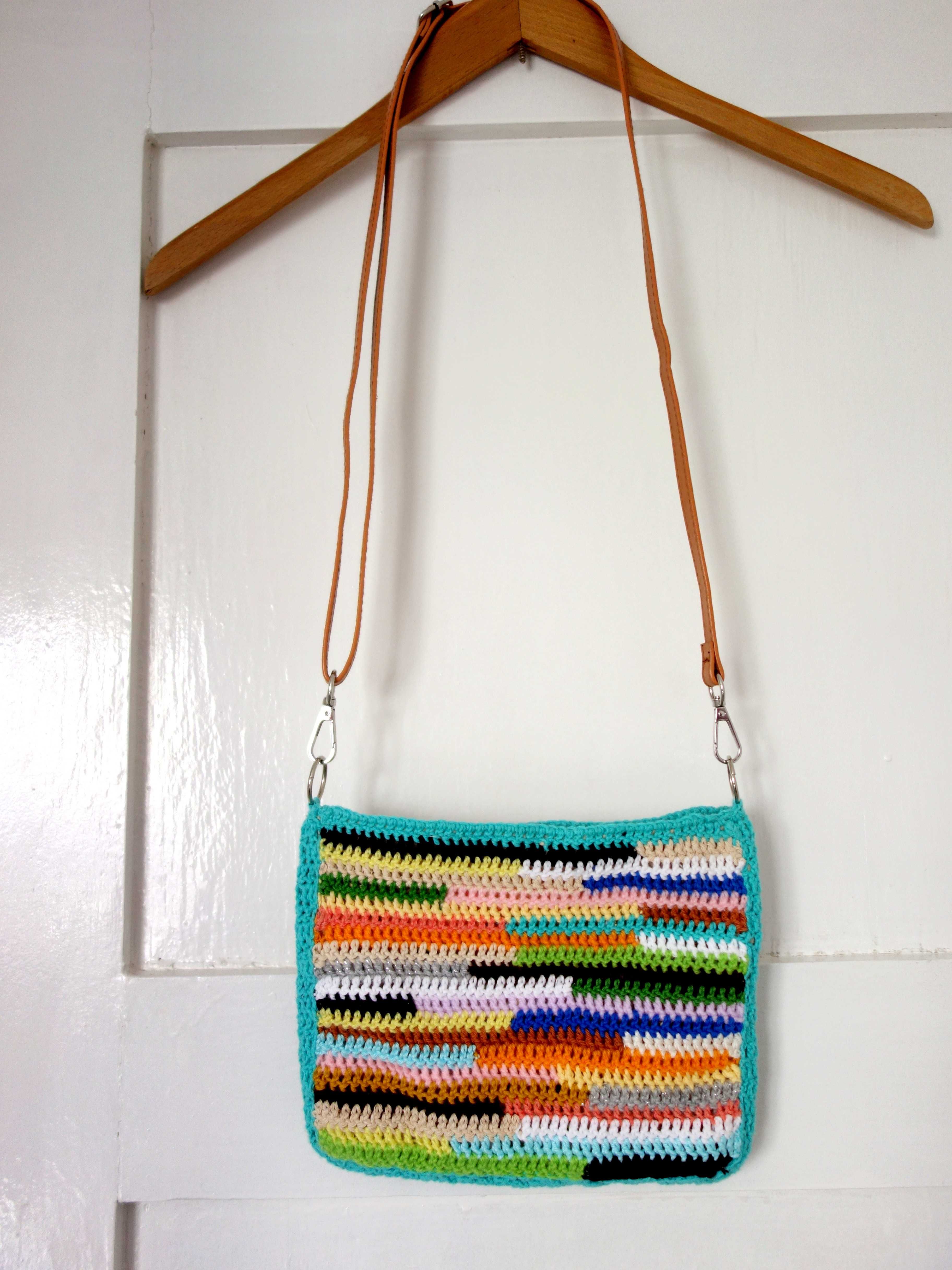 Nowa torebka listonoszka mała handmade szydełkowa crochet kolorowa