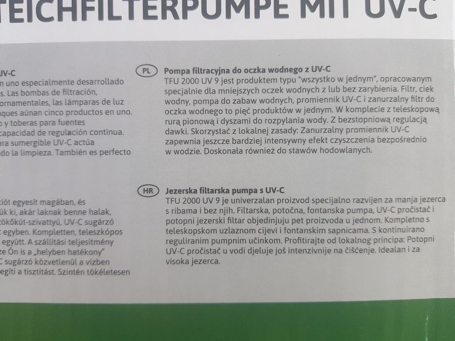 Pompa filtrująca do stawu TIP z UV-C pompa basenowa